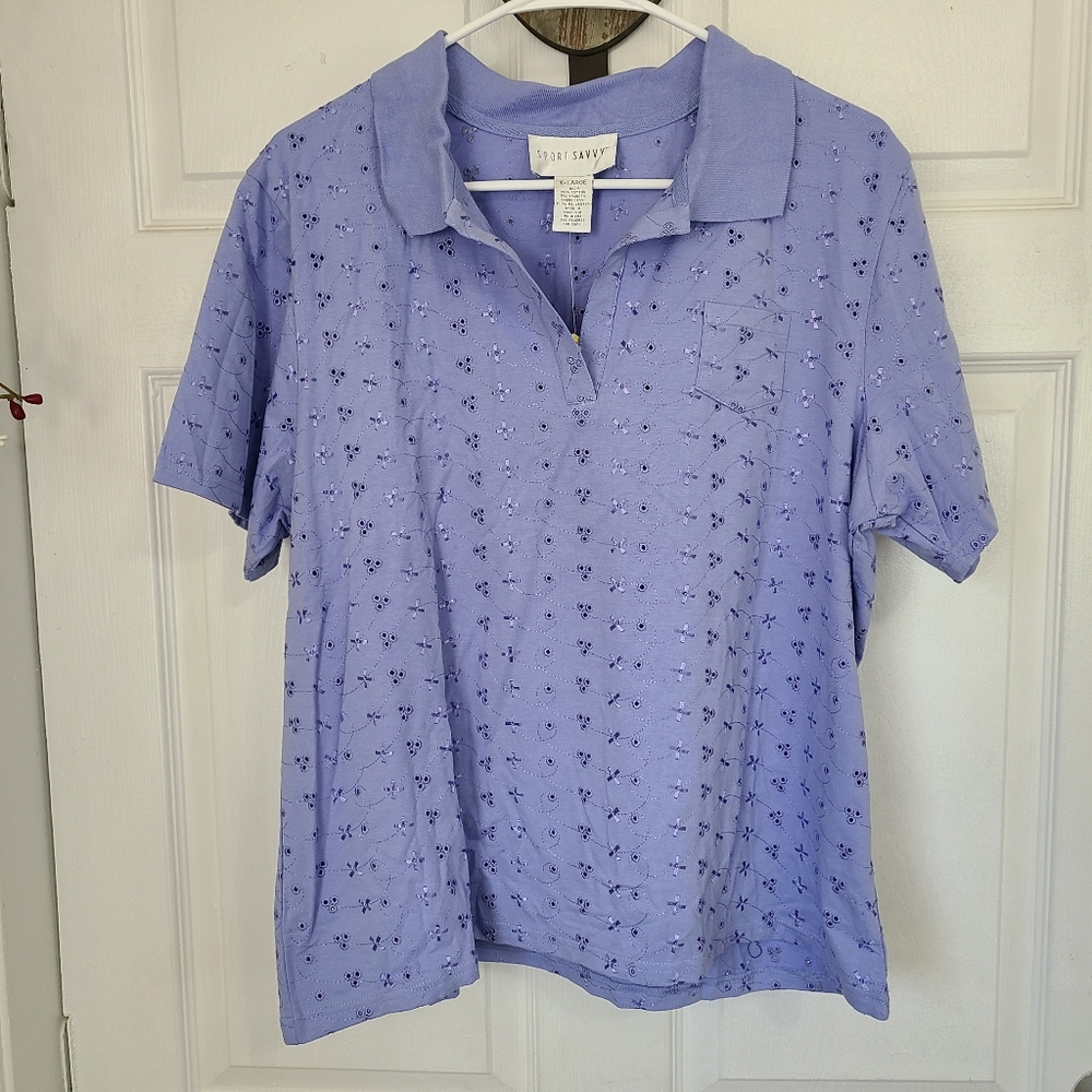 (449) Sports Savvy Woman's Activewear Workout Polo, Size XL Color: Purple